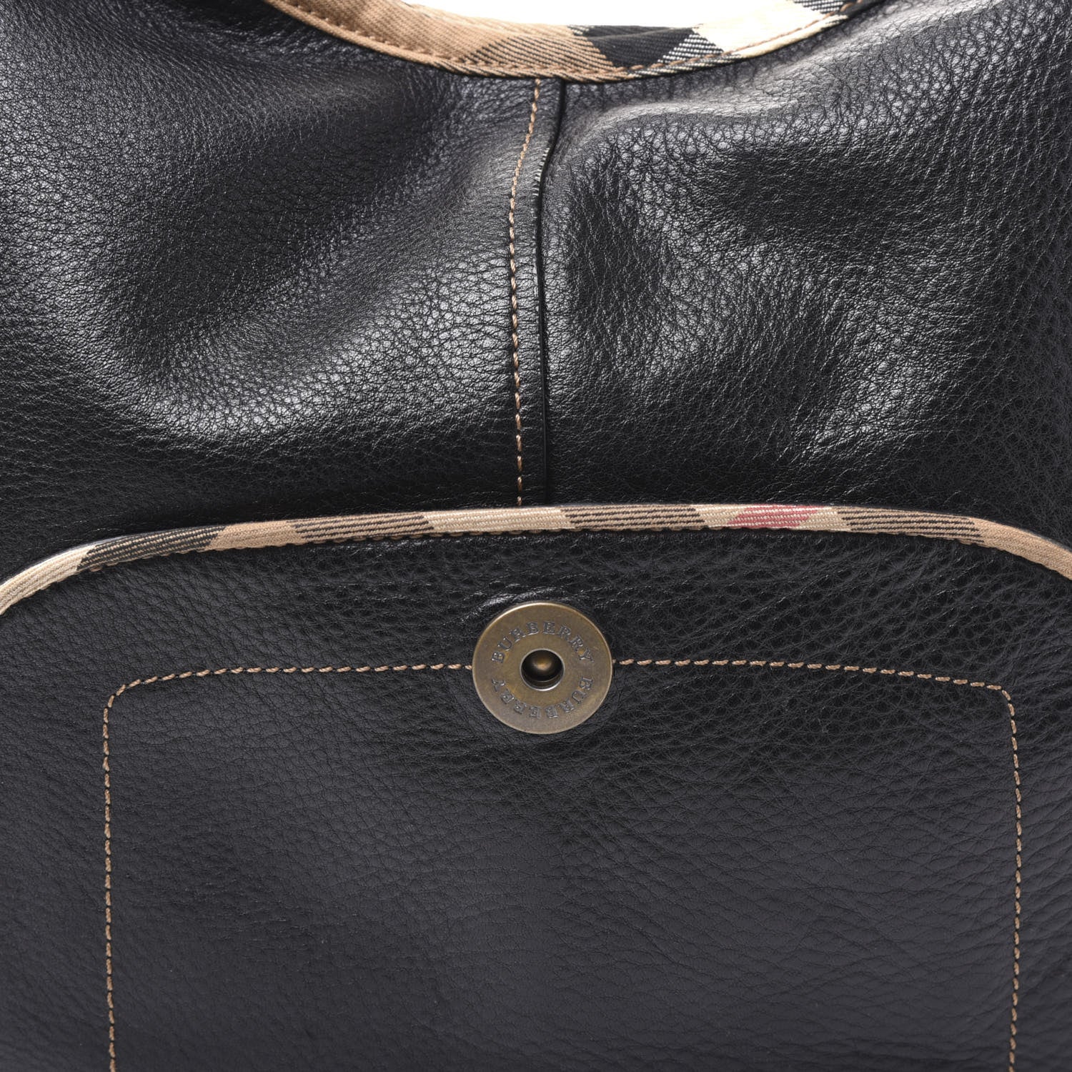 Burberry Calfskin Nova Check Trim Hobo Black 8 of 8