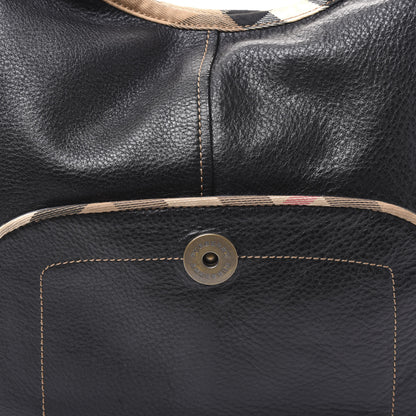 Burberry Calfskin Nova Check Trim Hobo Black 8 of 8