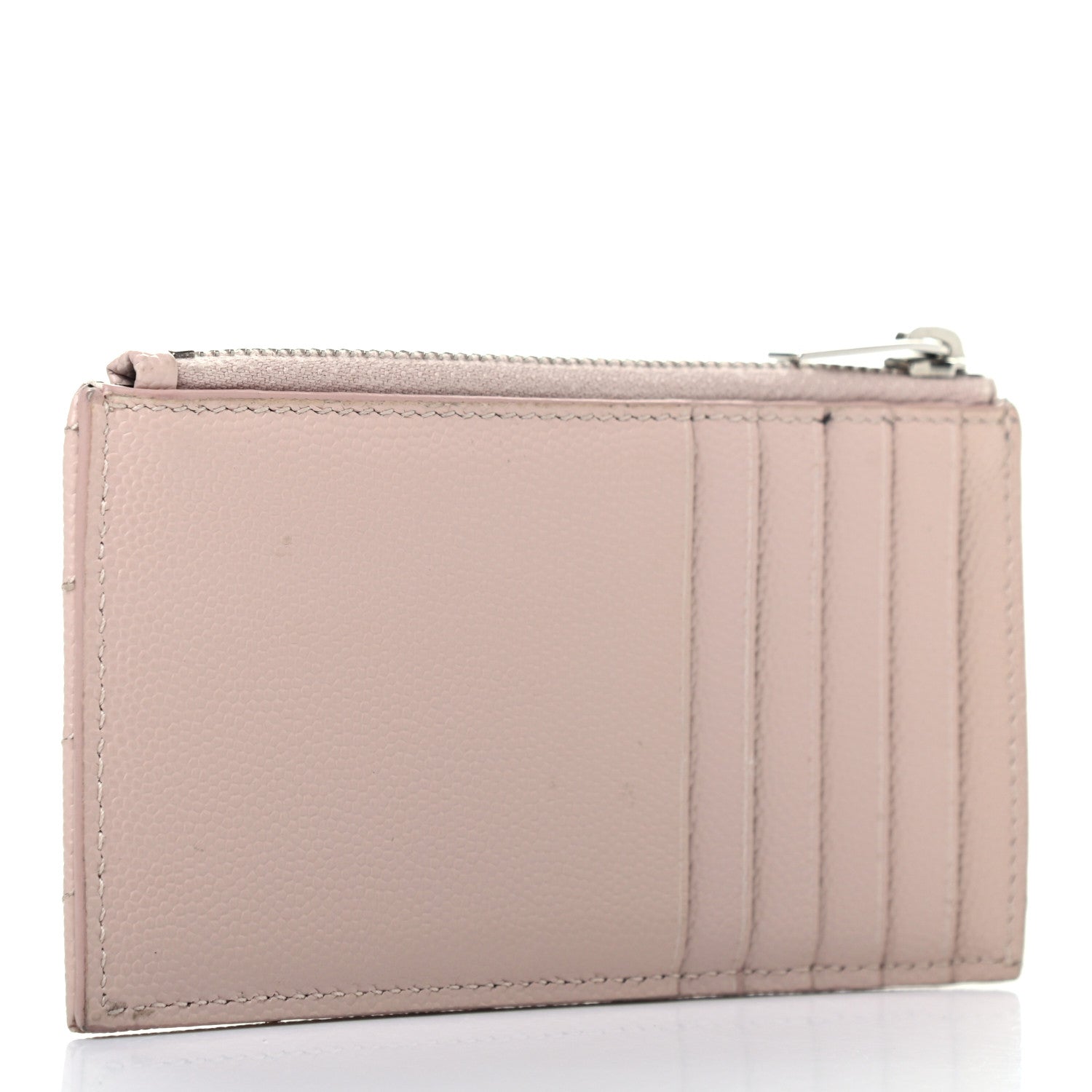 Saint Laurent Monogram Grain de Poudre 5 Fragments Zip Pouch Card Holder Nude Powder 3 of 7