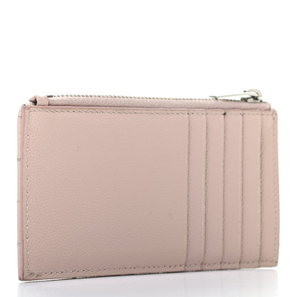 Saint Laurent Monogram Grain de Poudre 5 Fragments Zip Pouch Card Holder Nude Powder 3 of 7