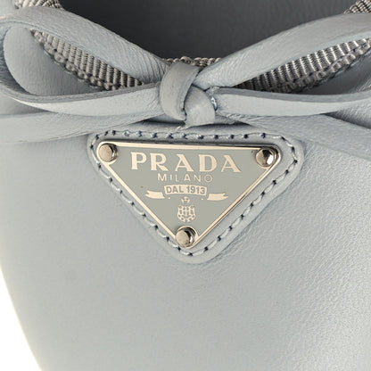 Prada Metallic Lambskin Bow Ballerina Flats 38.5 Fiordaliso 8 of 9