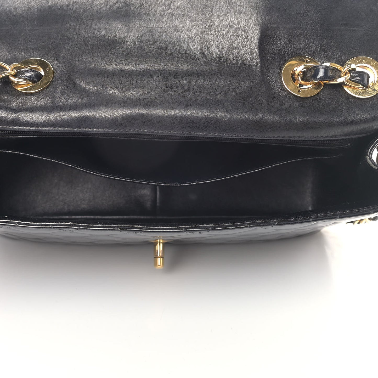 Patent Quilted XL Jumbo Single Flap Black