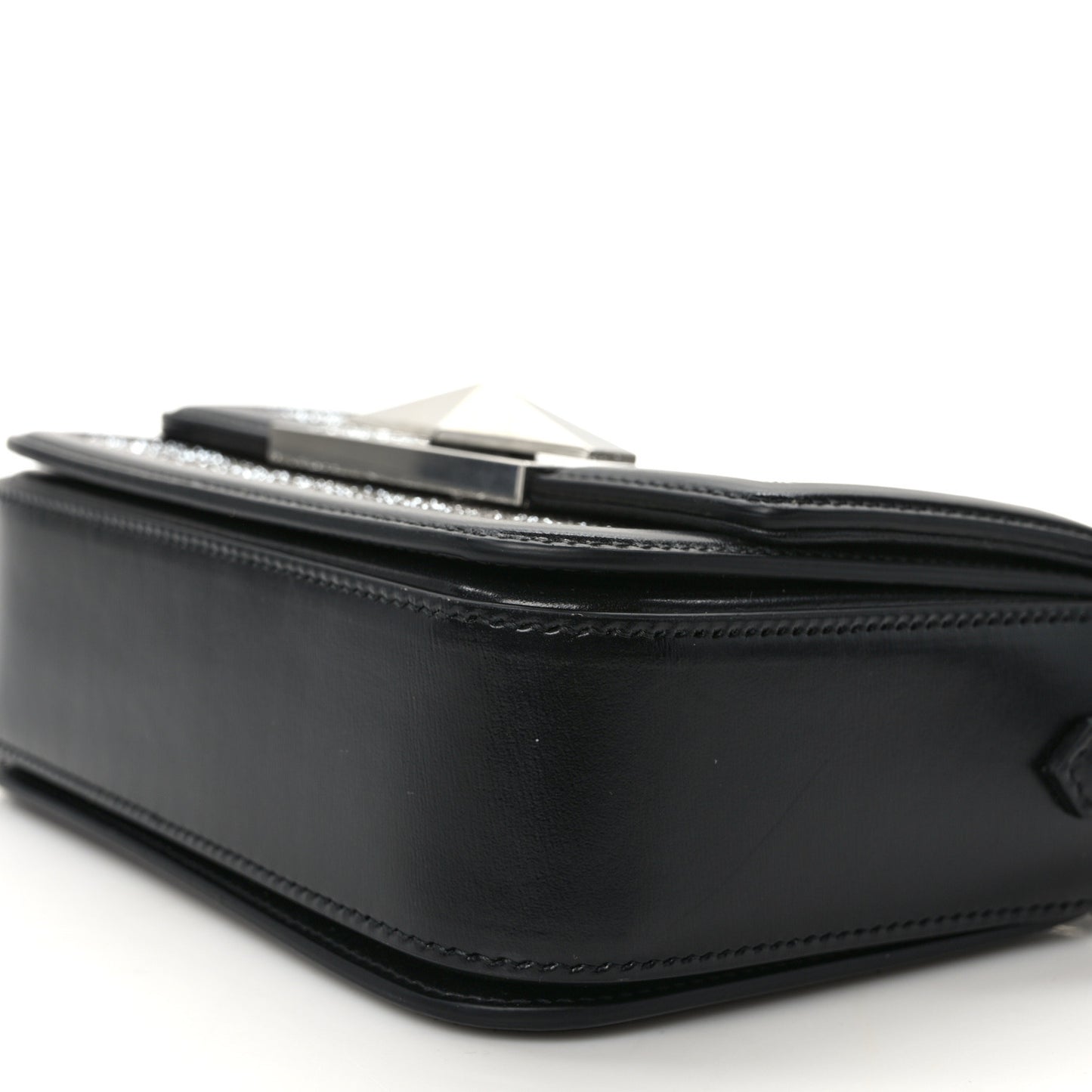 Calfskin Crystal Diamond Crossbody Black