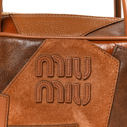 Miu Miu Nappa Patchwork Small Beau Top Handle Bag Cognac 7 of 9
