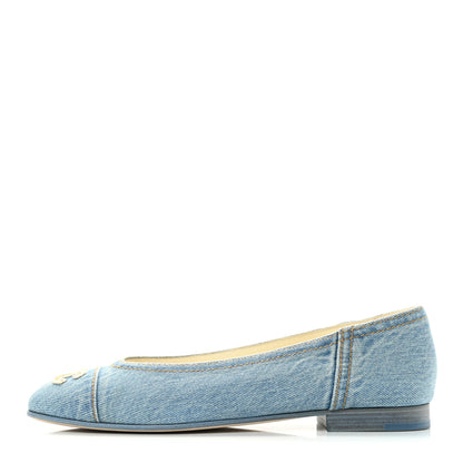 Chanel Denim CC Cap Toe Ballerina Flats 39.5 Light Blue 1 of 8