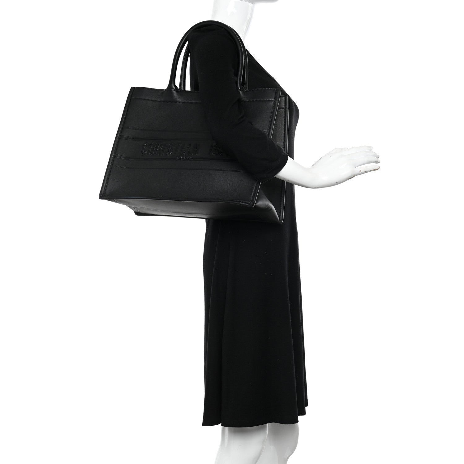 Christian Dior Calfskin Embossed Medium Book Tote Black 2 of 11