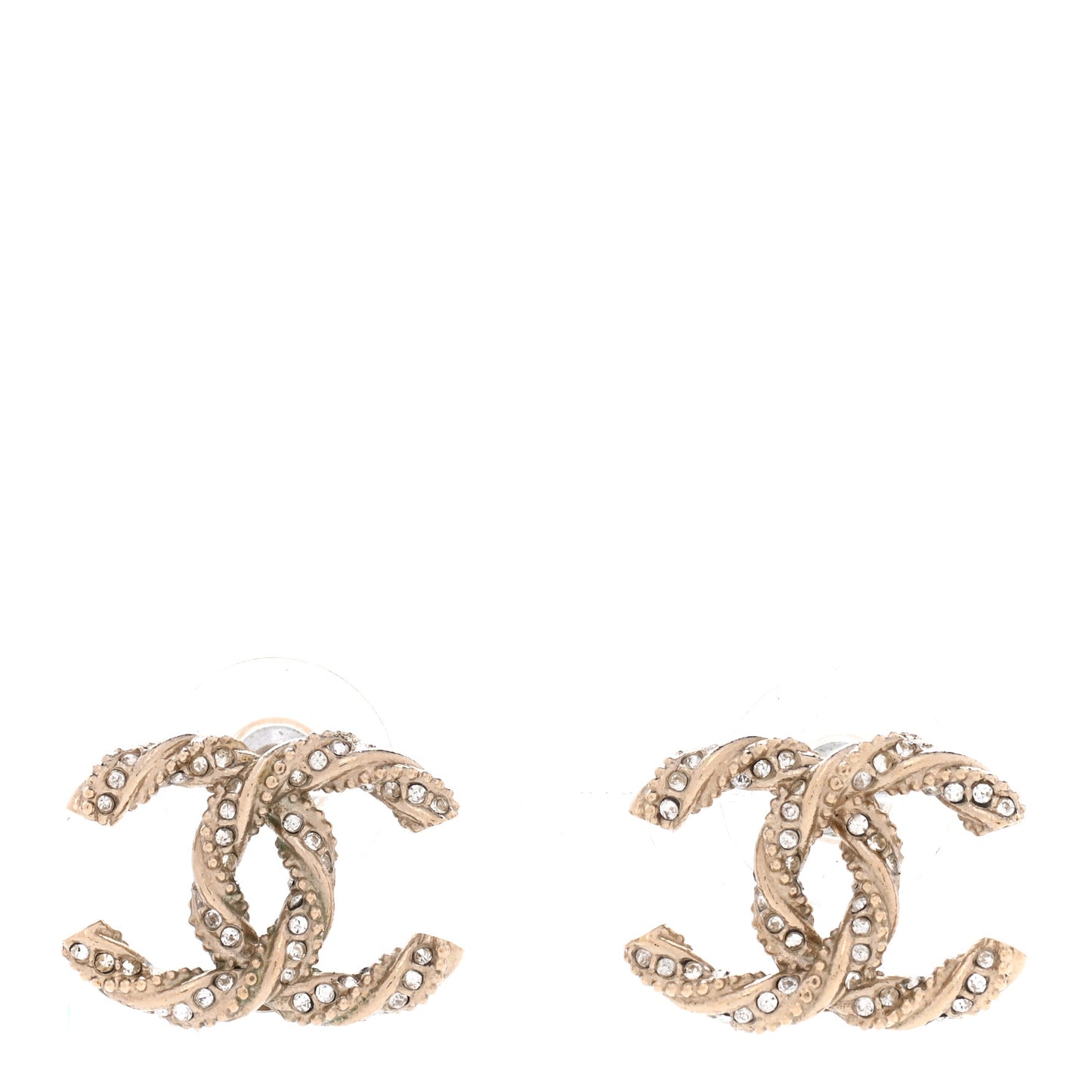 Crystal Twisted CC Earrings Gold