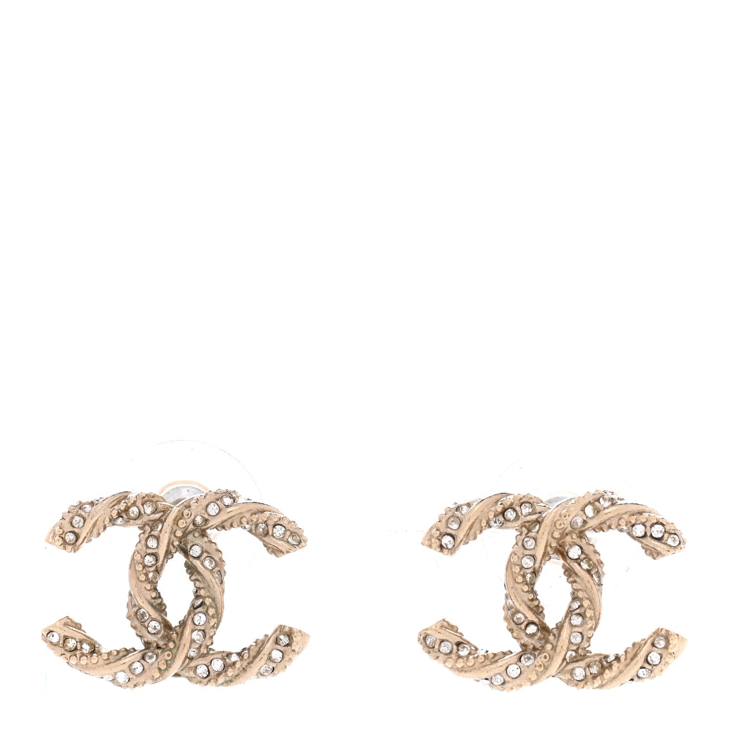 Chanel Crystal Twisted CC Earrings Gold 1 of 5