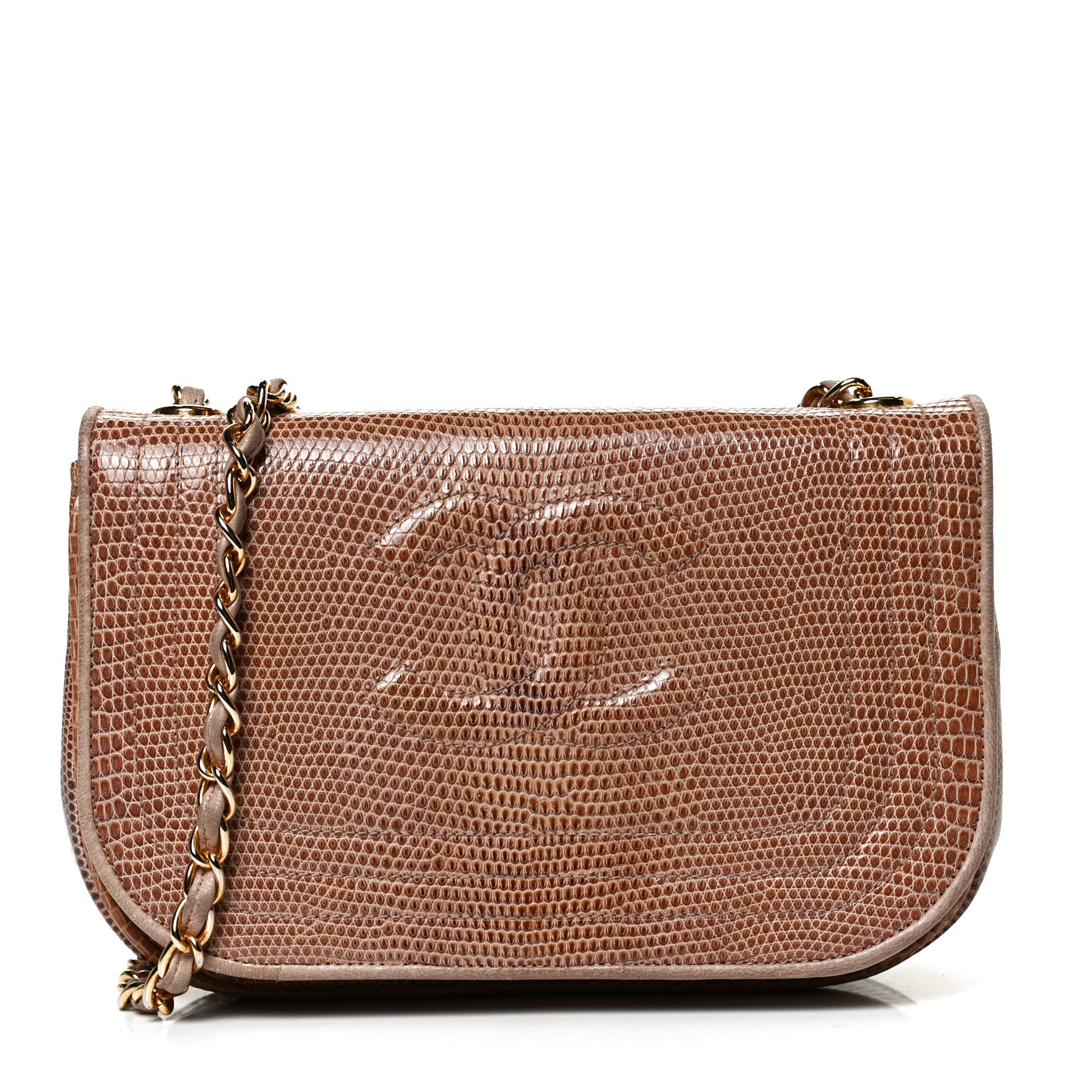 Chanel Snakeskin Flap Brown 1 of 10