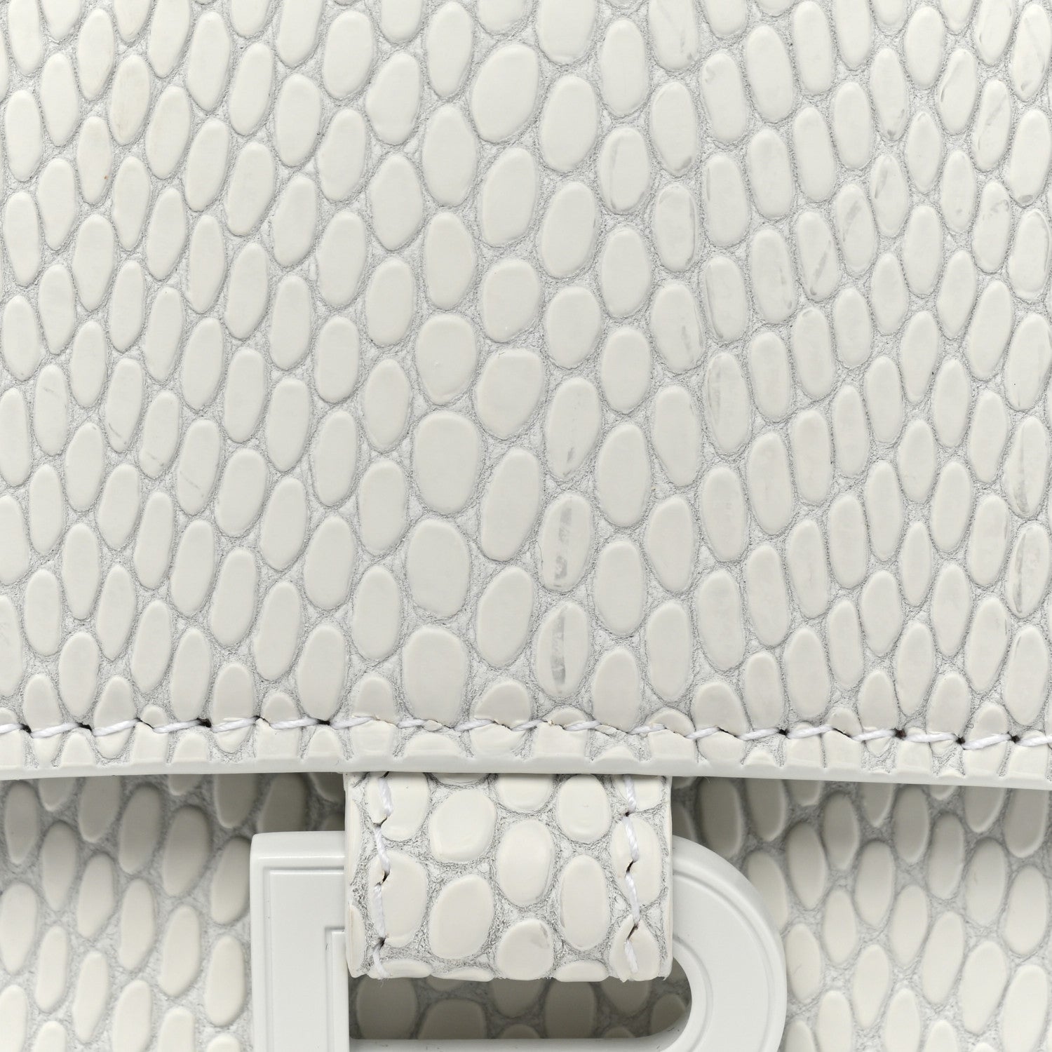 Balenciaga Matte Calfskin Snake Embossed Tonal B Small Hourglass Top Handle Bag Optic White 10 of 10