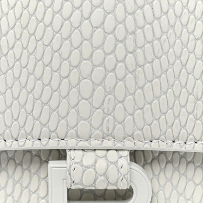 Balenciaga Matte Calfskin Snake Embossed Tonal B Small Hourglass Top Handle Bag Optic White 10 of 10