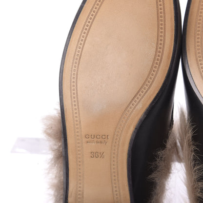 Gucci Malaga Kid Fur Womens Jordaan Loafers 36.5 Black Natural 8 of 11