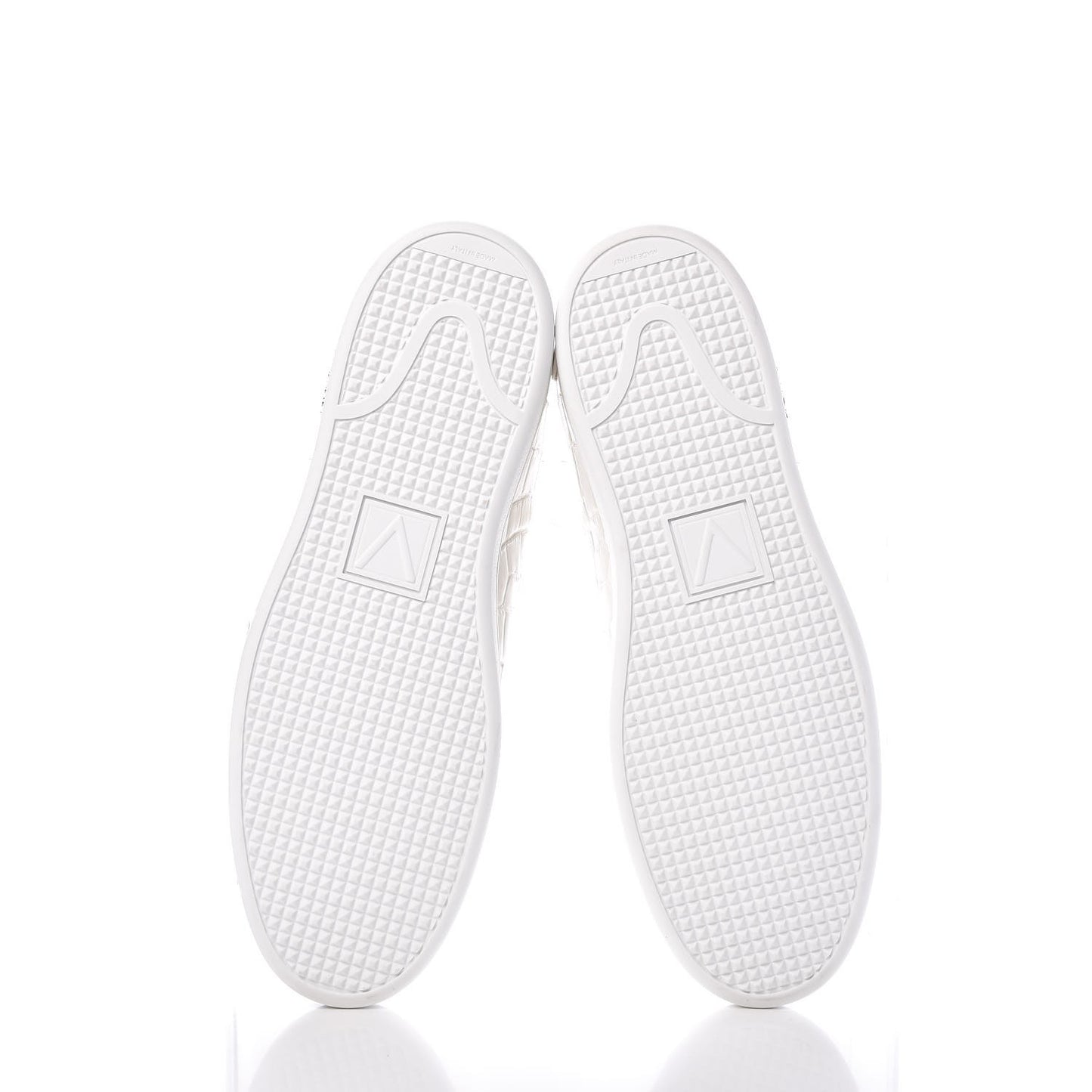 Calfskin Crocodile Embossed Frontrow Sneakers 44 White