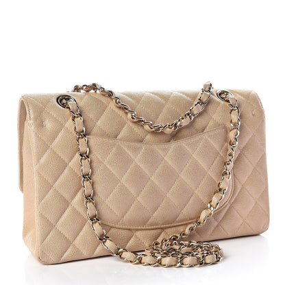 Chanel Iridescent Caviar Quilted Medium Double Flap Beige 3 of 12
