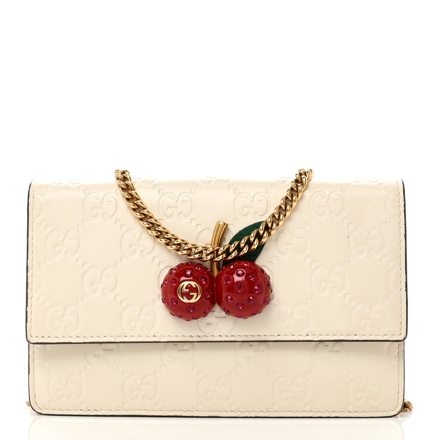 Guccissima Mini Cherry Chain Bag White