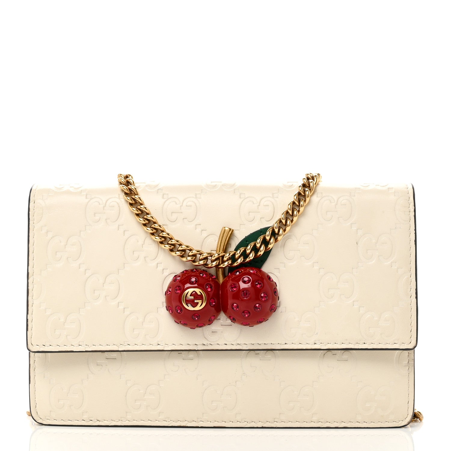 Gucci Guccissima Mini Cherry Chain Bag White 1 of 9