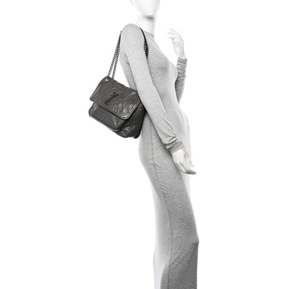 Saint Laurent Crinkled Calfskin Matelasse Monogram Medium Niki Chain Satchel Faggio 2 of 10