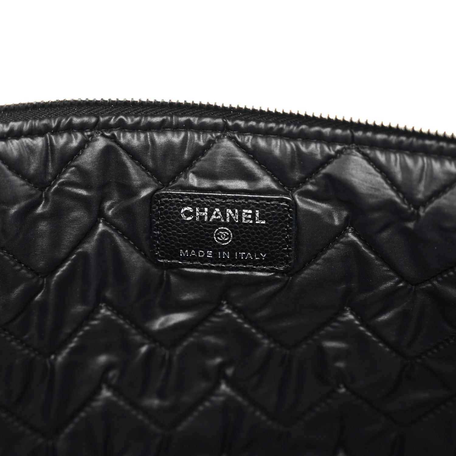 Chanel Caviar Chevron Quilted Large Cosmetic Case Black 5 of 7