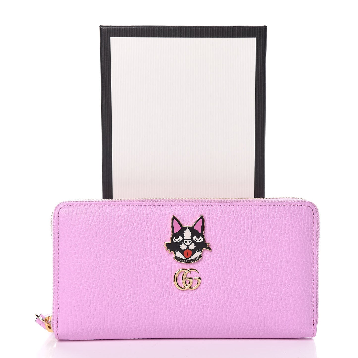 Dollar Calfskin GG Marmont Bosco Zip Around Wallet Malva