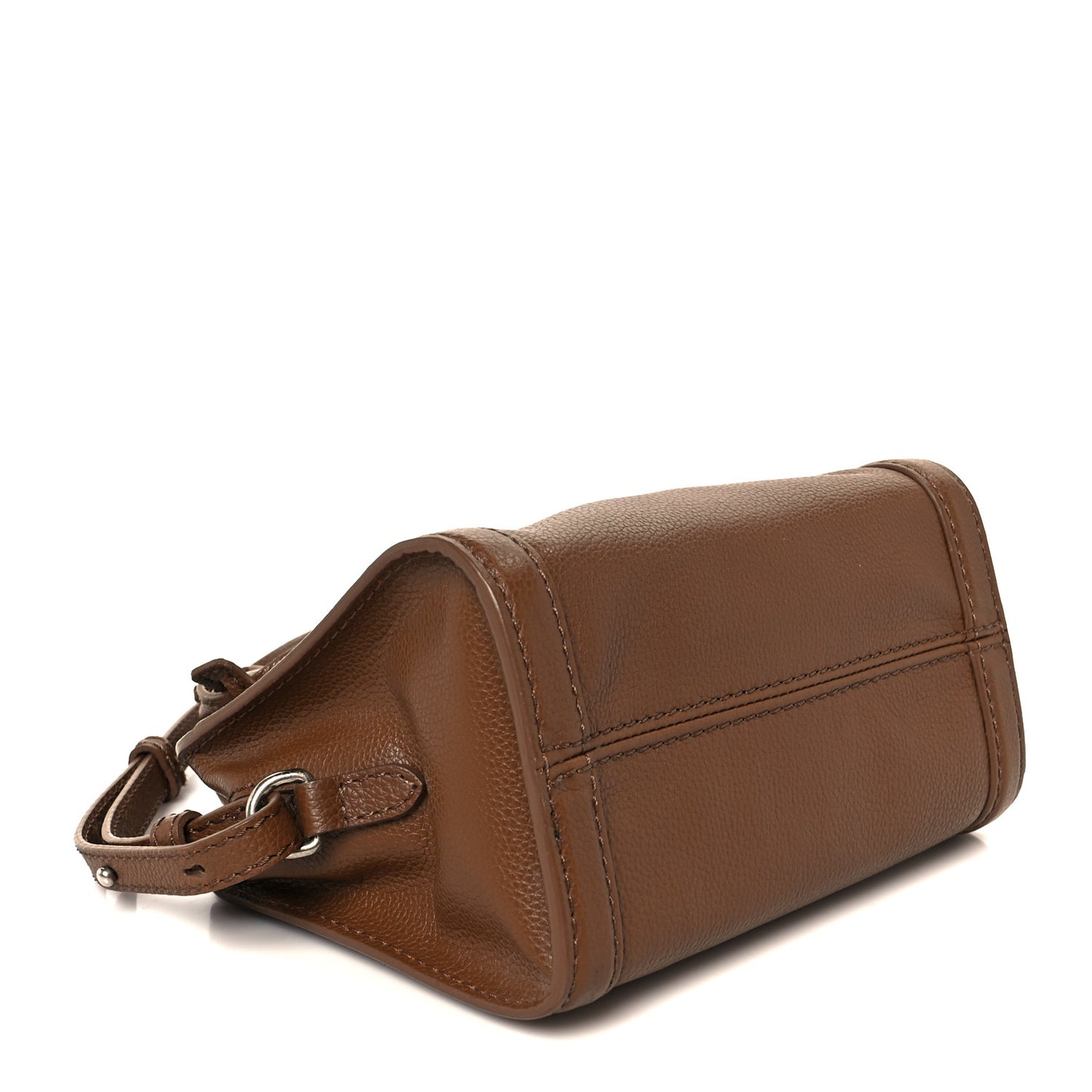 Pebbled Calfskin Mini Skull Padlock Zip Around Tote Brown
