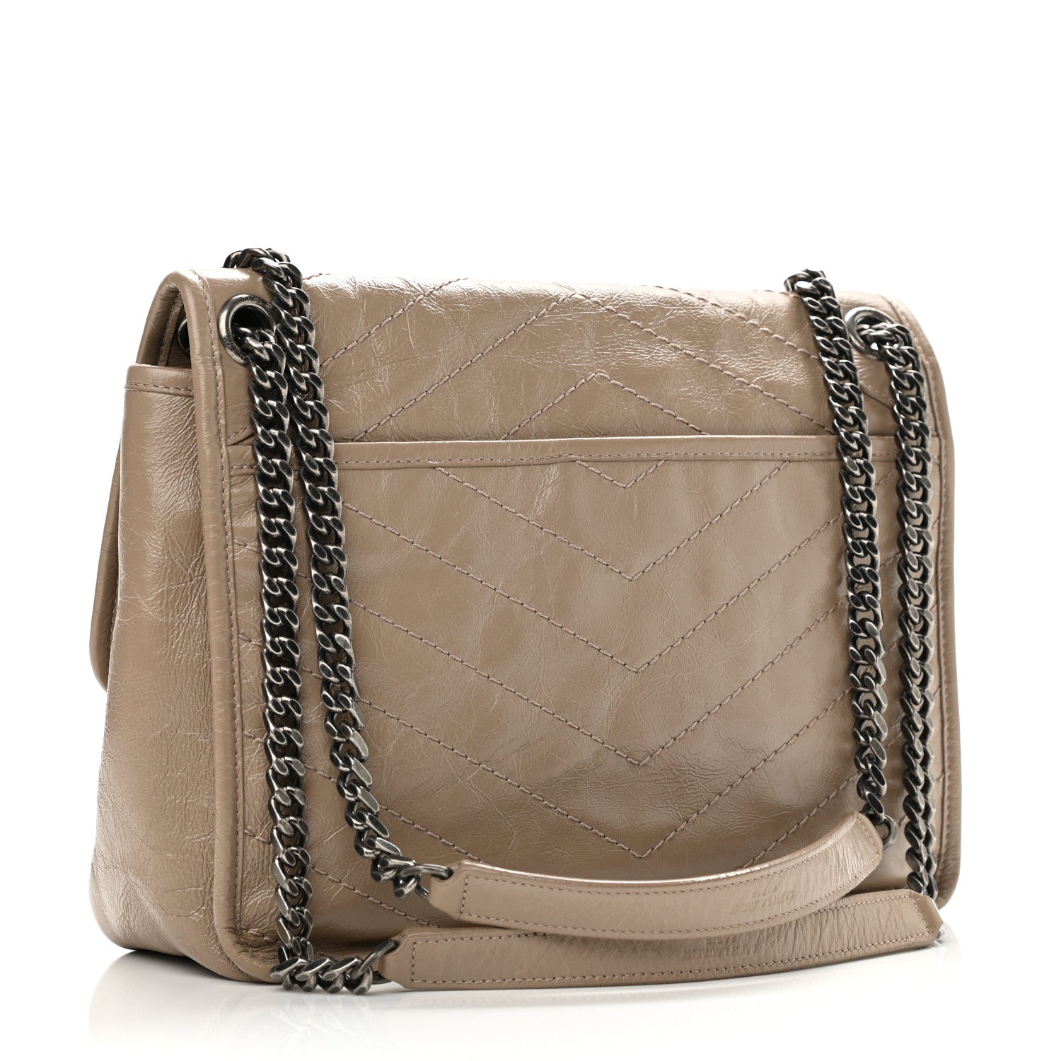 Saint Laurent Crinkled Calfskin Matelasse Monogram Medium Niki Chain Satchel Light Natural 3 of 12