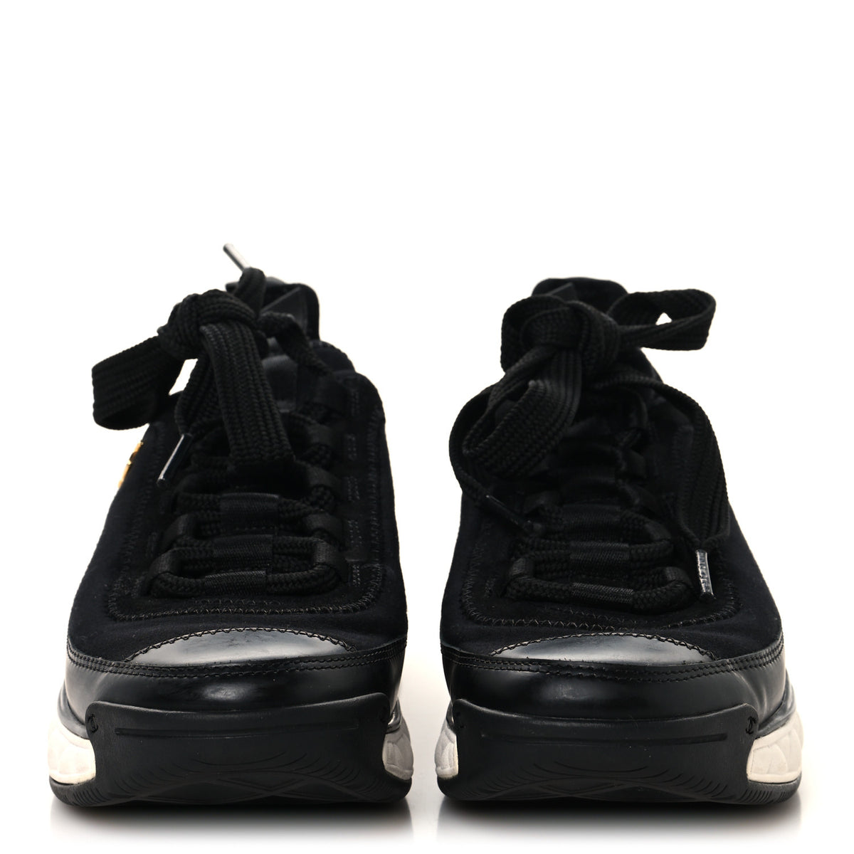 Velvet Calfskin Mixed Fibers CC Sneakers 36 Black