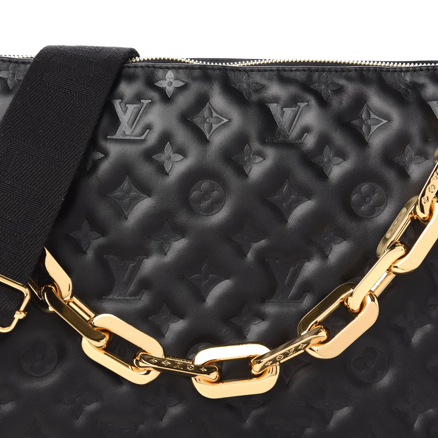 Lambskin Embossed Monogram Coussin MM Black