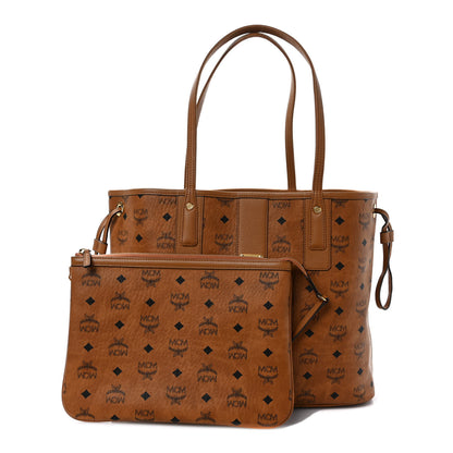 MCM Visetos Medium Liz Reversible Shopper Tote Cognac 1 of 14