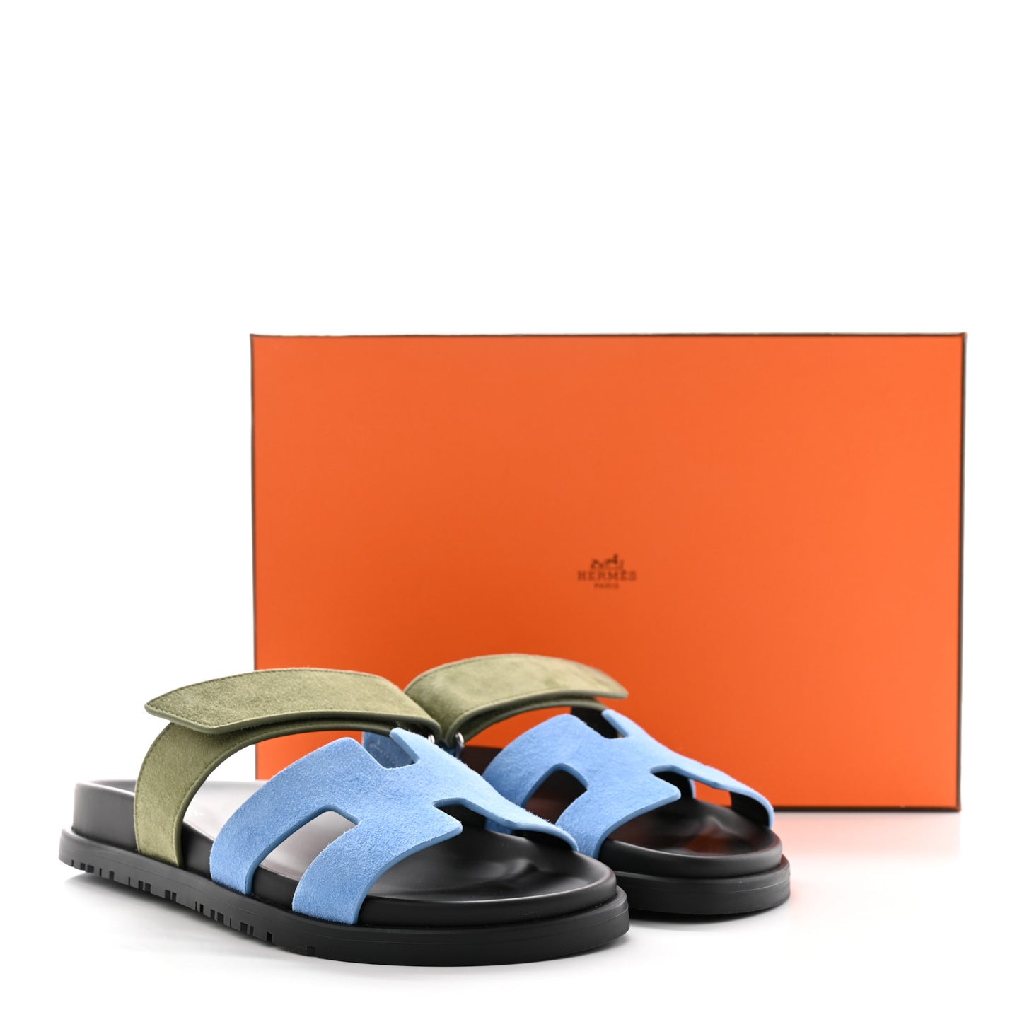 Suede Goatskin Womens Chypre Sandals 36 Bleu Cameo Vert