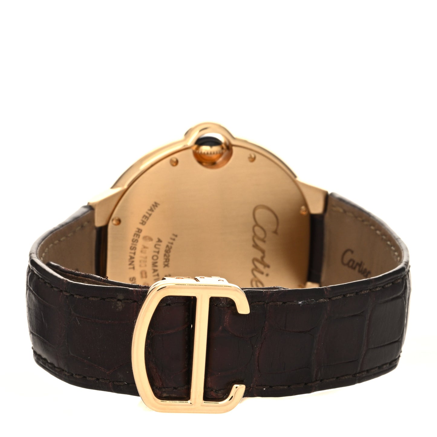 18K Yellow Gold Alligator 42mm Ballon Bleu De Cartier Automatic Watch Brown