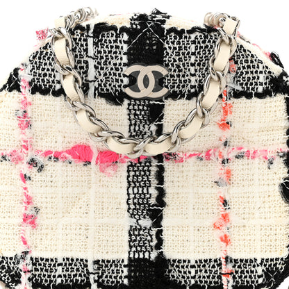 Chanel Tweed Quilted Round Clutch With Chain Black White Multicolor 8 of 10