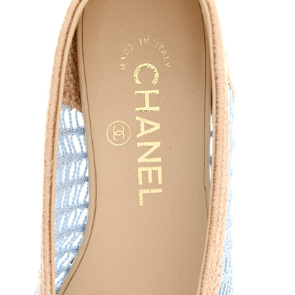 Chanel Raffia CC Cap Toe Ballerina Flats 35 Blue Beige 7 of 10