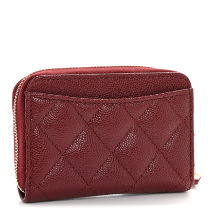 Chanel Caviar Quilted Zip Around Coin Purse Burgundy 3 of 8