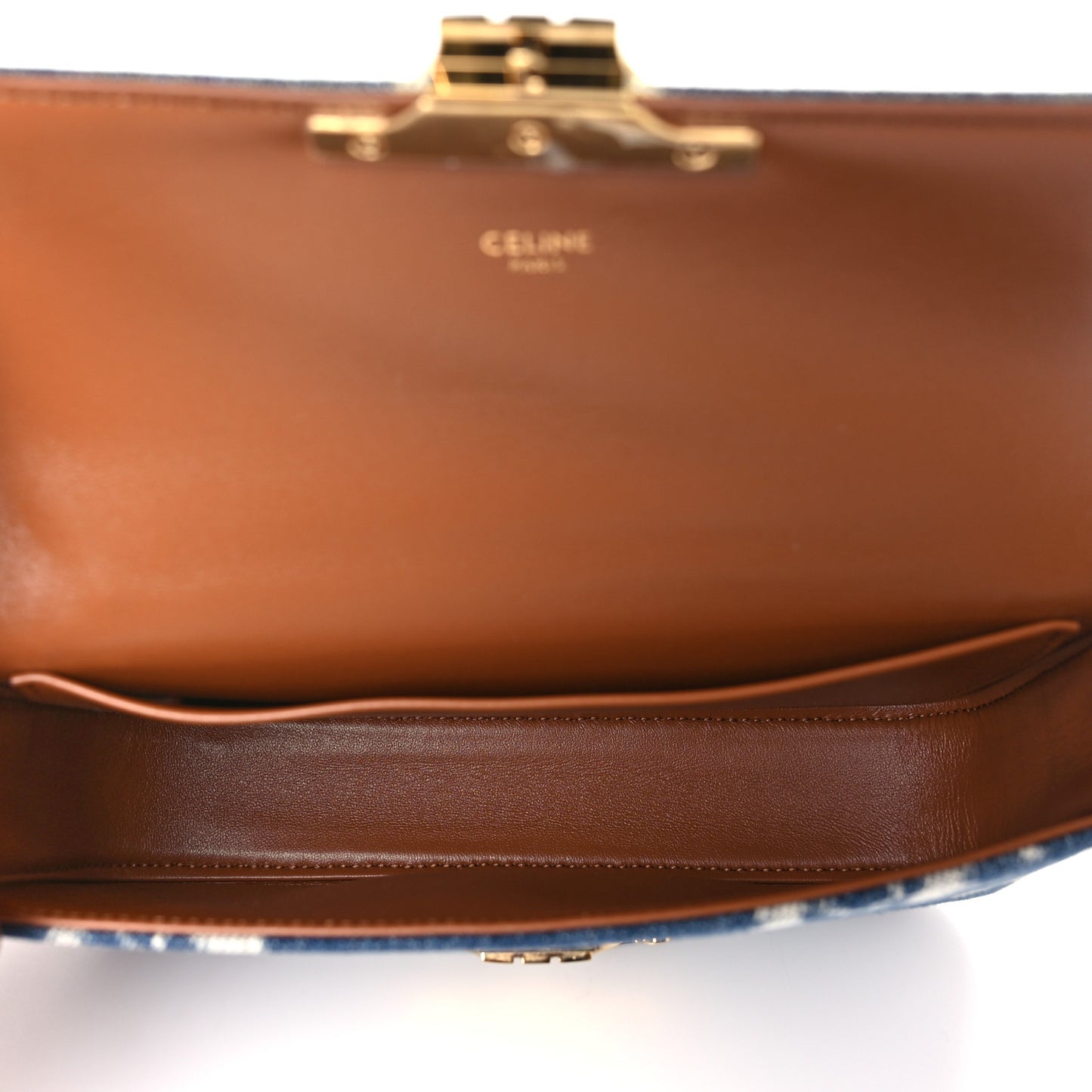 Denim Triomphe Chain Shoulder Bag Navy Tan