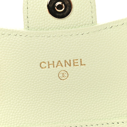 Chanel Caviar Quilted Flap Card Holder On Chain Light Green 6 of 10