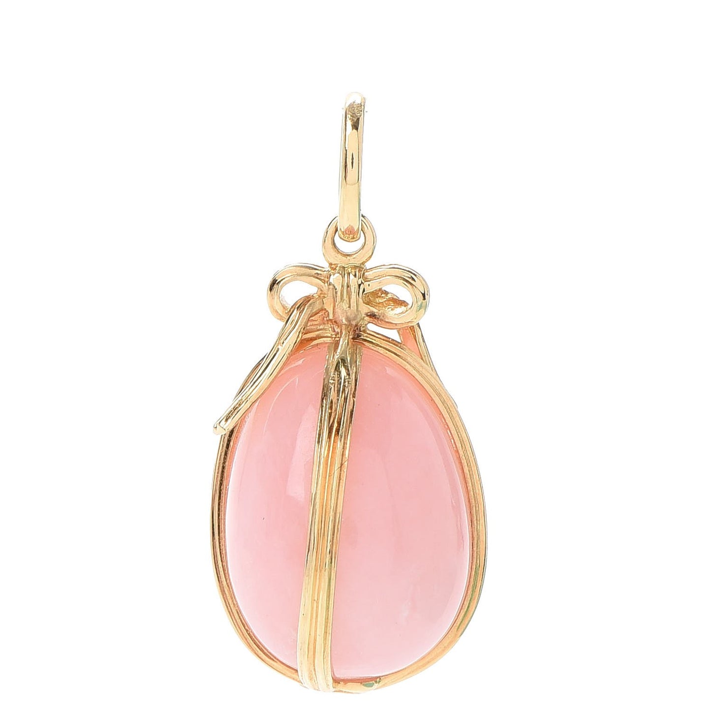 18K Yellow Gold Pink Opal Schlumberger Egg Charm