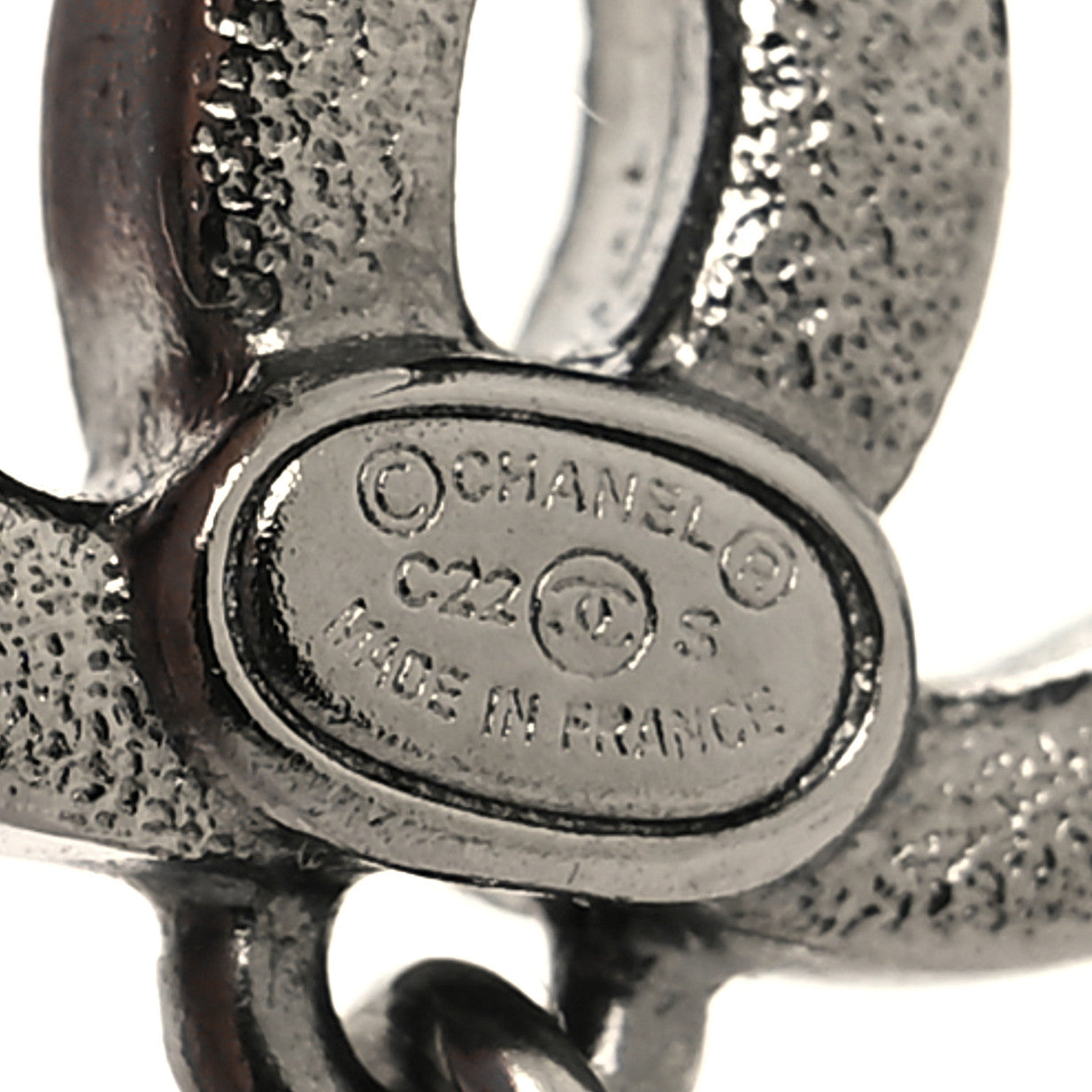 Crystal Pearl CC Drop Earrings Ruthenium