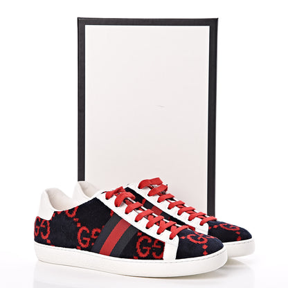 Gucci Terry Cloth GG Monogram Web Womens Ace Sneakers 37.5 Blue Red 9 of 9