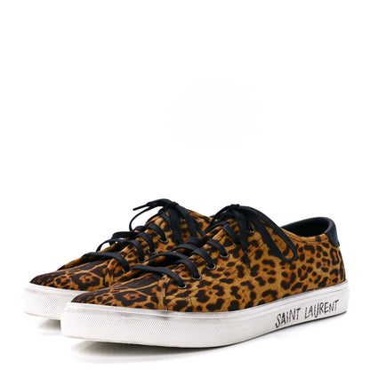 Saint Laurent Canvas Leopard Print Malibu Low Top Sneaker 44 Brown 3 of 8