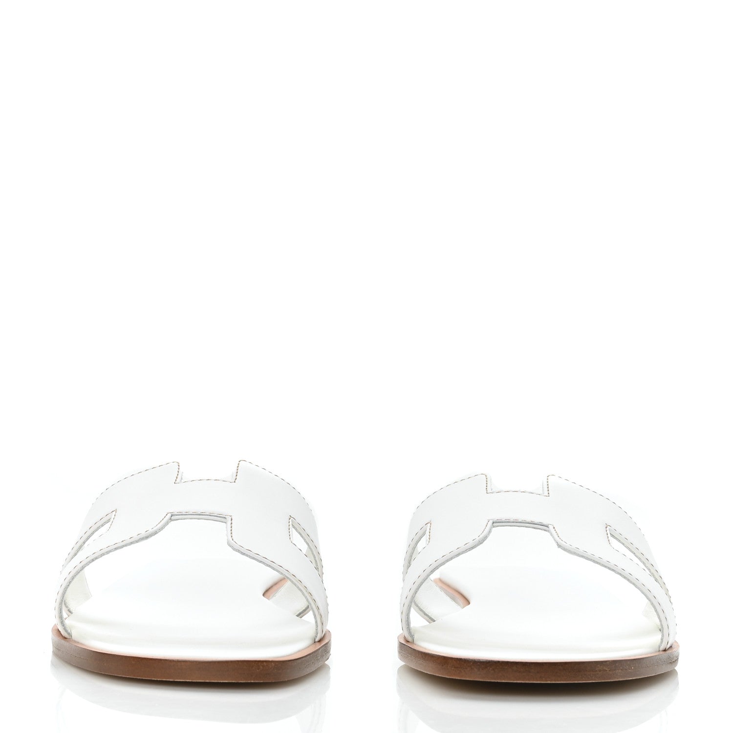 Hermes Box Calfskin Oran Sandals 37 White 2 of 9