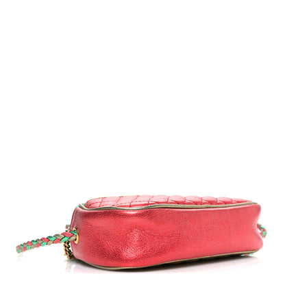 Gucci Laminated Nappa Trapuntata Mini Zumi Dome Shoulder Bag Rosso Jasmine Green Rame 4 of 10