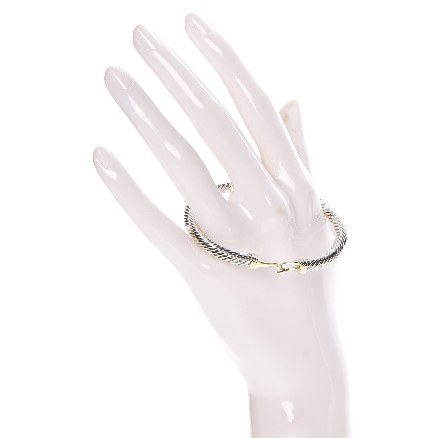 Sterling Silver 14K Yellow Gold 5mm Cable Classic Buckle Bracelet