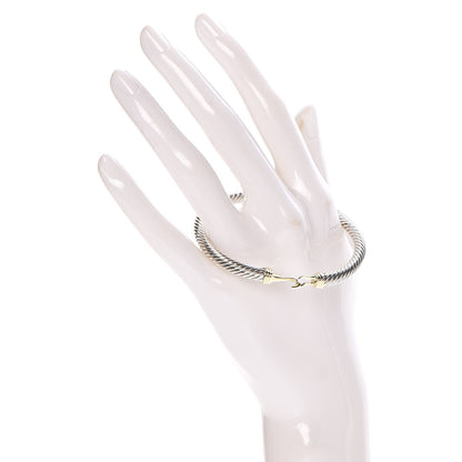 David Yurman Sterling Silver 14K Yellow Gold 5mm Cable Classic Buckle Bracelet 2 of 5