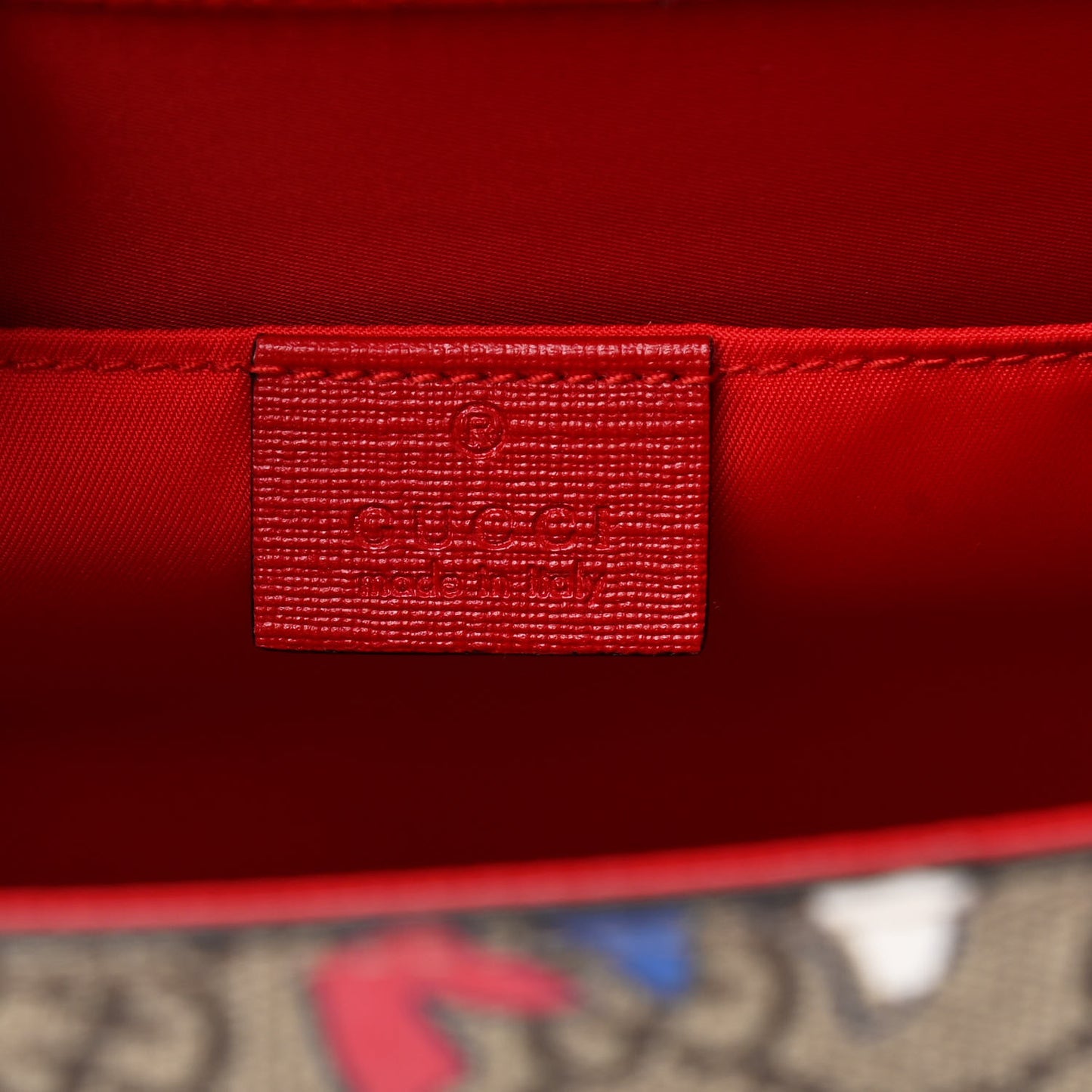 GG Supreme Monogram Ducks Childrens Backpack Red