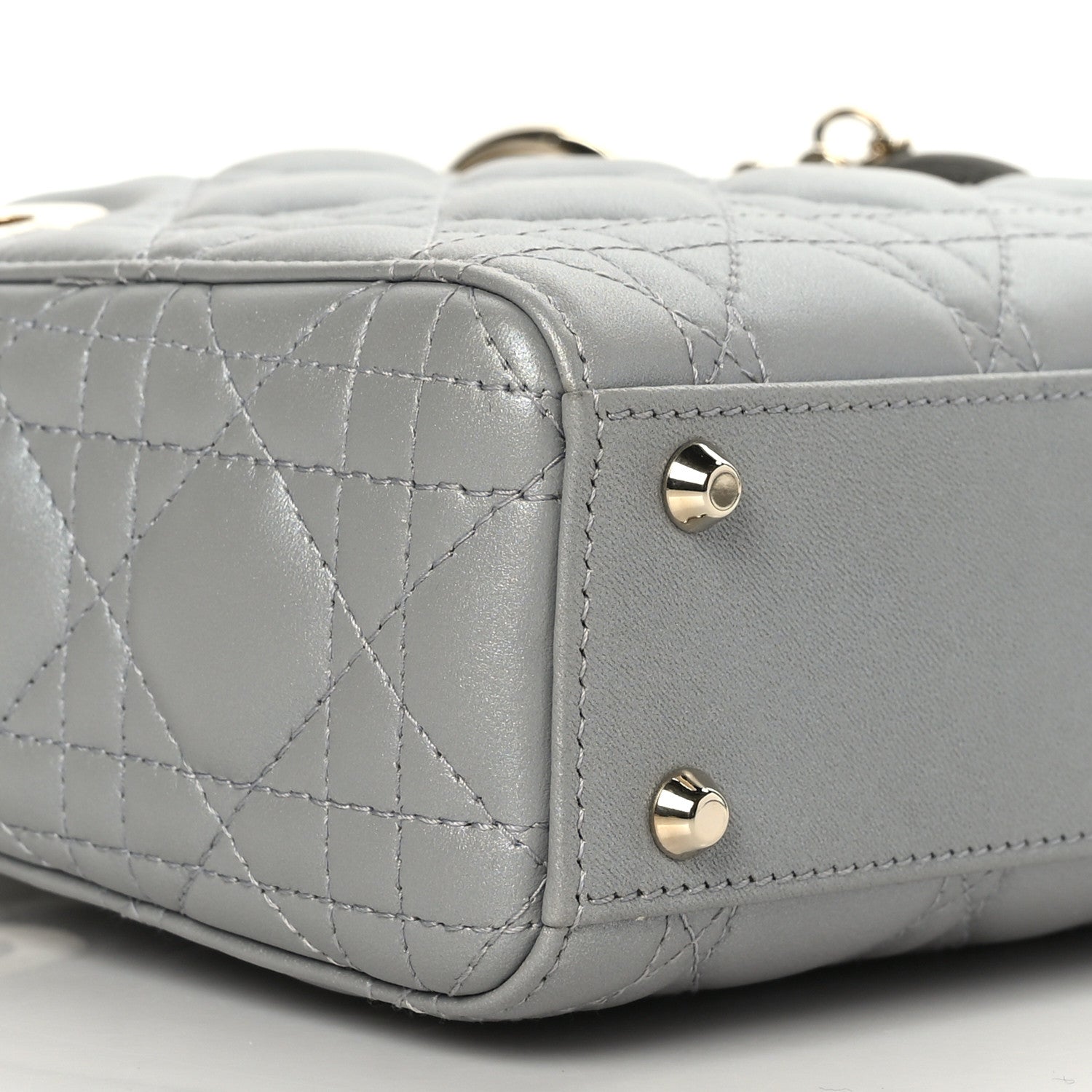 Christian Dior Metallic Lambskin Cannage Mini Lady Dior Grey 7 of 8