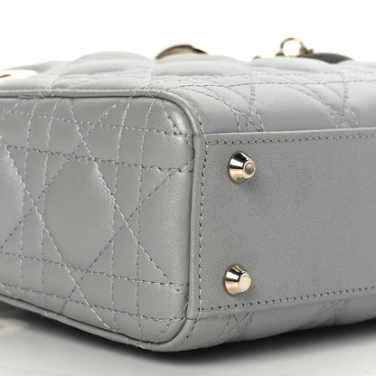 Christian Dior Metallic Lambskin Cannage Mini Lady Dior Grey 7 of 8