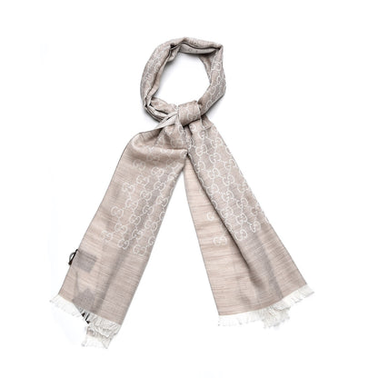 Gucci Wool Silk GG Monogram GGNat Scarf Sand 1 of 5