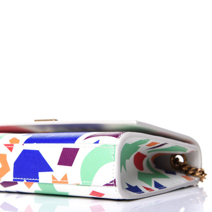 Saint Laurent Grain De Poudre Small Classic Monogram Shapes Print Kate Satchel White 9 of 9