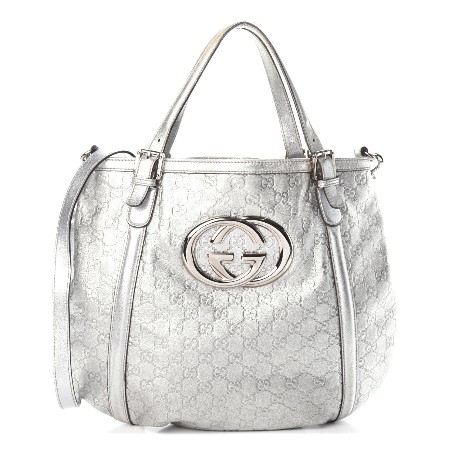 Gucci Guccissima Medium Britt Tote Silver 1 of 8