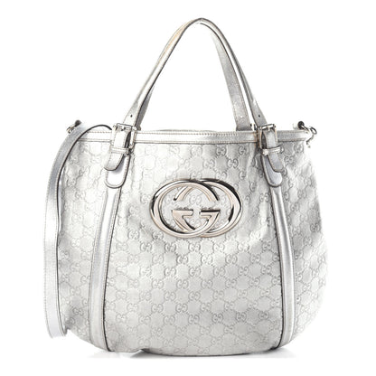 Gucci Guccissima Medium Britt Tote Silver 1 of 8